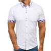 XUETON Mens Classic Dress Short Sleeve T-Shirt Double Collar Slim Fit Casual Button Down Shirt V-Neck Shirts (White,3X-Large) view 1