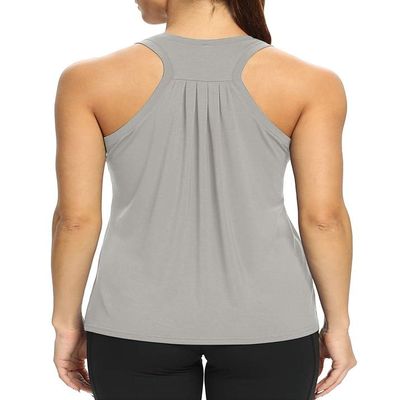 Bestisun Racerback Workout Exercise Shirts for Women Active Yoga Clothes Long Tank Tops Loose fit Gray XXL