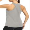 Bestisun Racerback Workout Exercise Shirts for Women Active Yoga Clothes Long Tank Tops Loose fit Gray XXL view 3