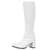JiaLuoWei GOGO Boots for Women, Knee High Boots, PU Leather Zip Ladies Party Dance Shoes (6, White shiny) view 1