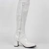 JiaLuoWei GOGO Boots for Women, Knee High Boots, PU Leather Zip Ladies Party Dance Shoes (6, White shiny) view 2