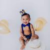 Royal Blue Baby Boy 1st Birthday Tuxedo Suit Set - Cartoon Theme Party Supplies, Bowtie Romper, Suspenders, Shorts, Diaper Cover, Smash Cake Photo Shoot view 2