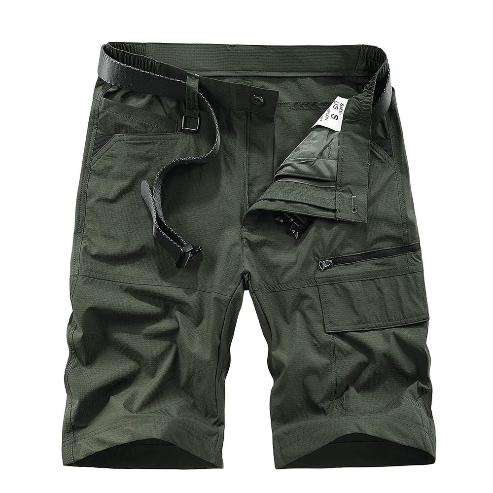 Men's Hiking Cargo Shorts Quick Drying Sun Protection Tear Resistant Outdoor Shorts with 5 Pockets S01# Army Green
