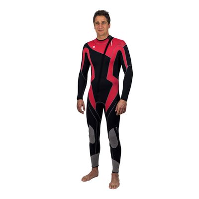 Aqua Polo Manta Ray Wetsuit for Men | Scuba Diving | 3 mm SC Neoprene | 4-Way Super Stretch | Neck Cuff Ankle Gaskets (Black/Red, S Short)