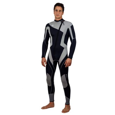 Aqua Polo Manta Ray Wetsuit for Men | Scuba Diving | 3 mm SC Neoprene | 4-Way Super Stretch | Neck Cuff Ankle Gaskets (Black/Grey, XXL)
