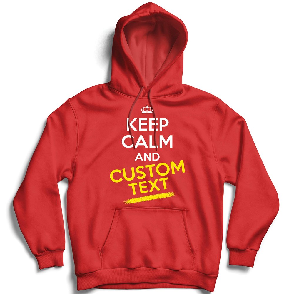 lepni.me Hoodie Sweatshirt Custom Keep Calm Any Name or Text Personalized Quotes Gift (XX-Large Red Multi Color)