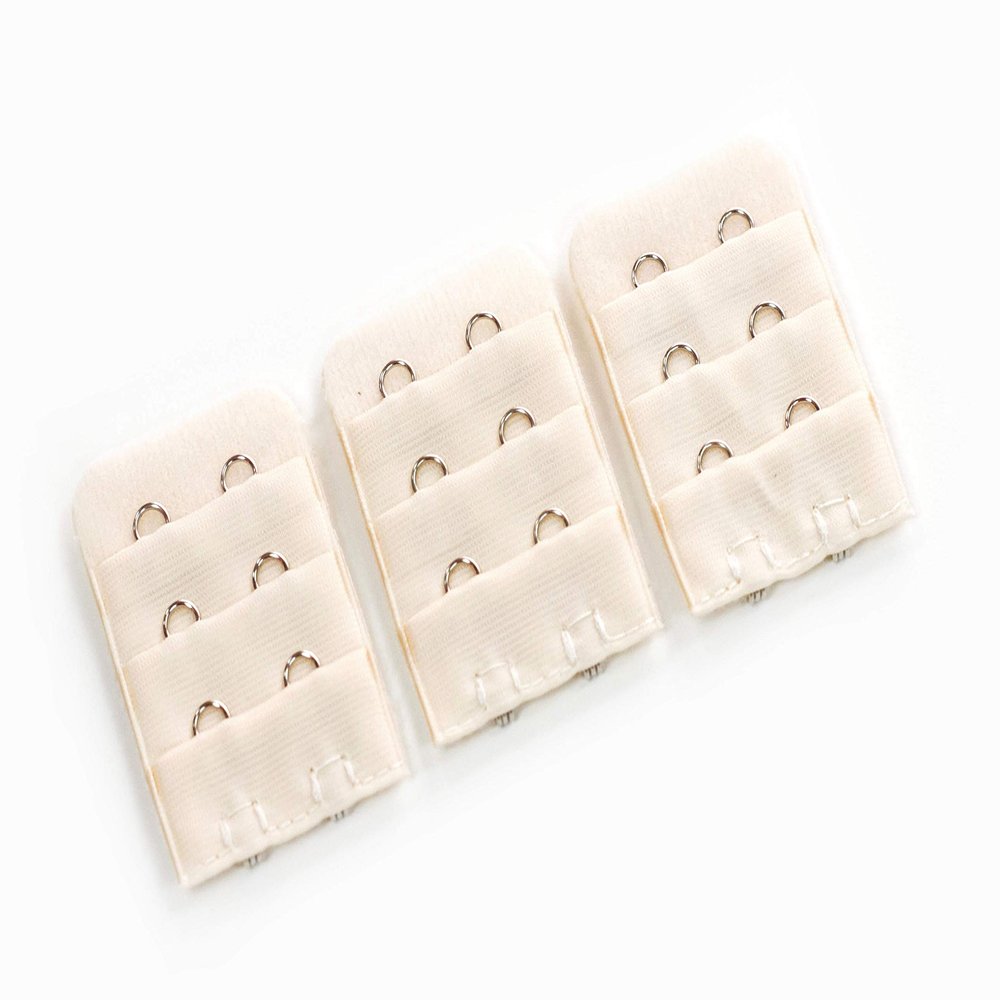 2-Hook Bra Extension For Longer Bra Band Strap (Pack of 3, Beige)