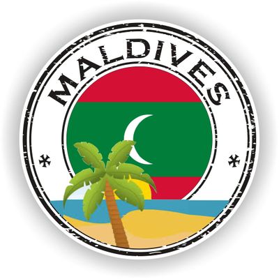 1x Maldives Round Vinyl Waterproof Sticker - 5cm / 2inches