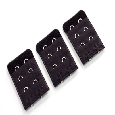 2-Hook Bra Extension For Longer Bra Band Strap (Pack of 3, Black)
