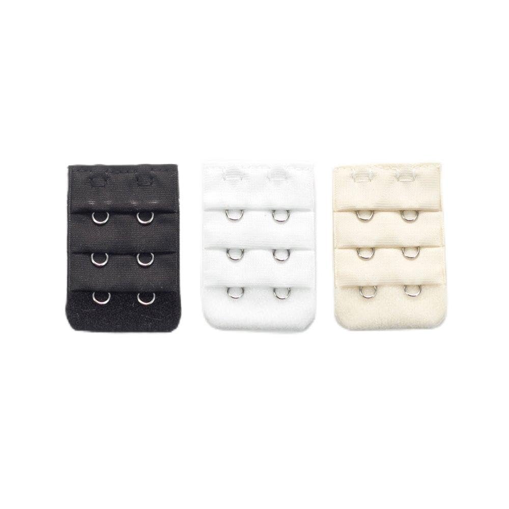 2-Hook Bra Extension For Longer Bra Band Strap (Pack of 3, Black, White, Beige)