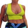 AEPEBO Sexy Crop Tops for Women Deep V Neck Back Cutout Sleeveless Plunge Racerback Tank Cropped Top Fluo Green XS view 1