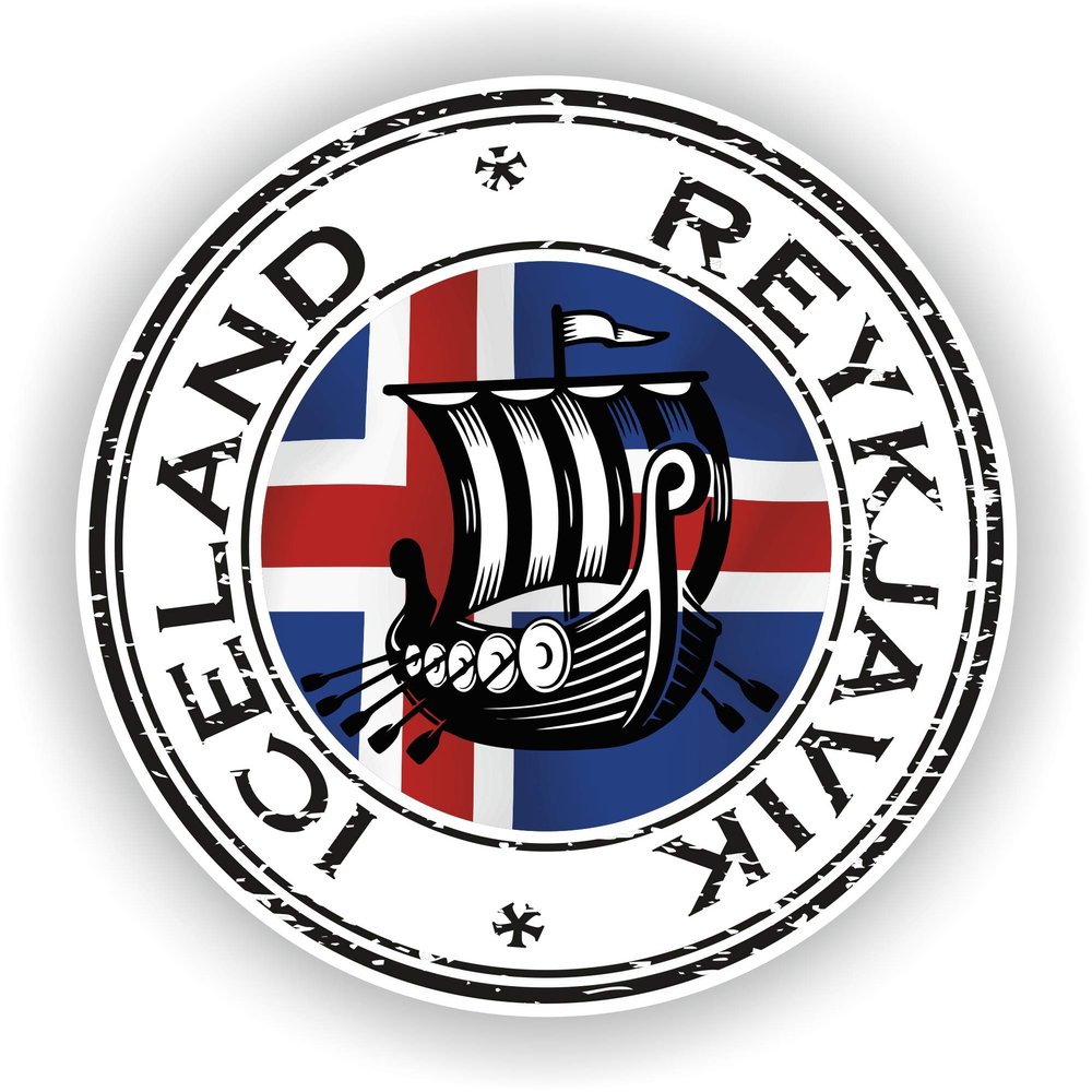 1x Iceland Reykjavik Viking Round Vinyl Waterproof Sticker - 5cm / 2inches