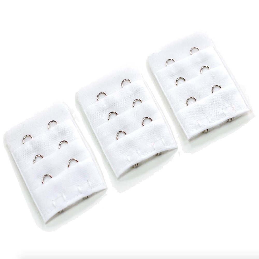 2-Hook Bra Extension For Longer Bra Band Strap (Pack of 3, White)