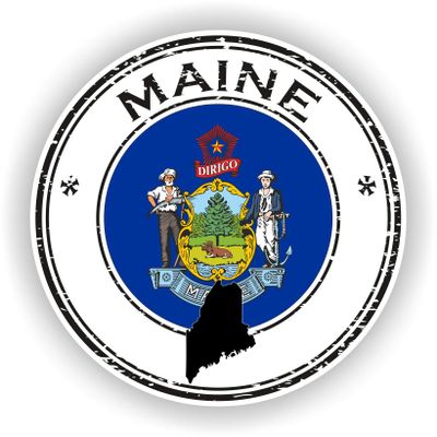 1x Maine Round Vinyl Waterproof Sticker - 5cm / 2inches