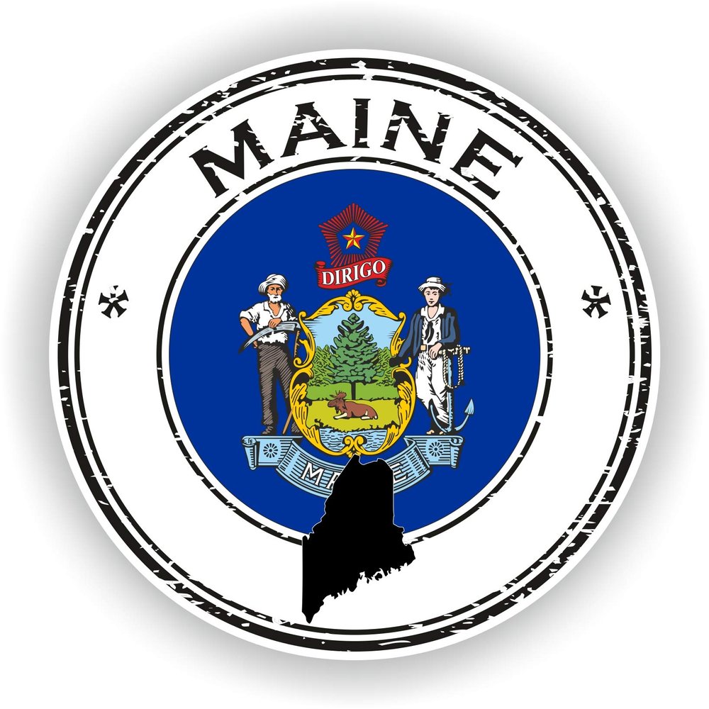 1x Maine Round Vinyl Waterproof Sticker - 5cm / 2inches