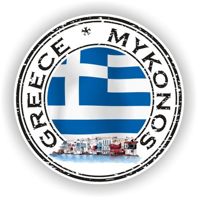1x Greece Mykonos Round Vinyl Waterproof Sticker - 5cm / 2inches