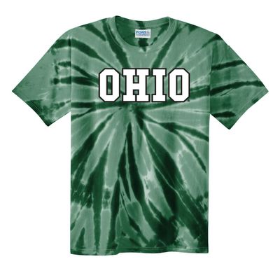 J2 Sport OU Ohio University NCAA Tie Dye T-Shirt  Apparel Collegiate Shirt Forest Green