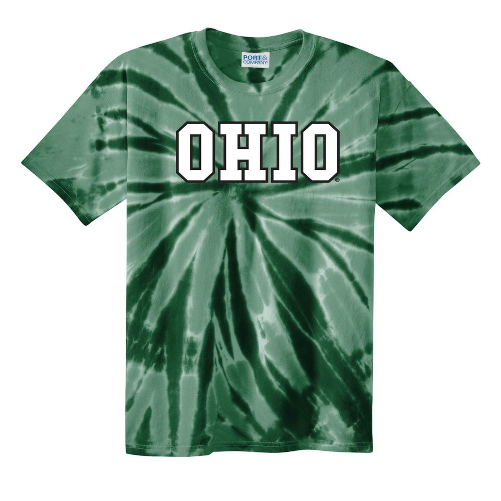 J2 Sport OU Ohio University NCAA Tie Dye T-Shirt  Apparel Collegiate Shirt Forest Green