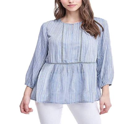 Fever Ladies' 3/4 Sleeve Blouse (Blue Whistler's, X-Large)