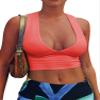 AEPEBO Sexy Crop Tops for Women Deep V Neck Back Cutout Sleeveless Plunge Racerback Tank Cropped Top Fluo Pink S view 1