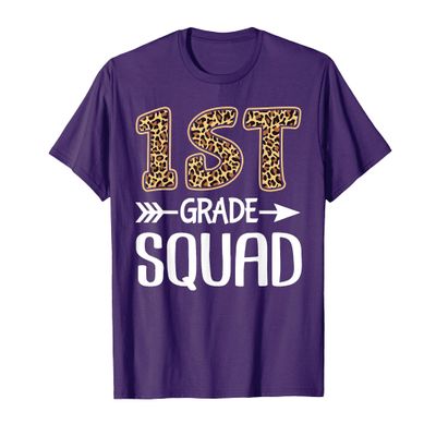 1st Grade Squad Leopard First Grade Teacher Student Men Women Girls Kids T-Shirt