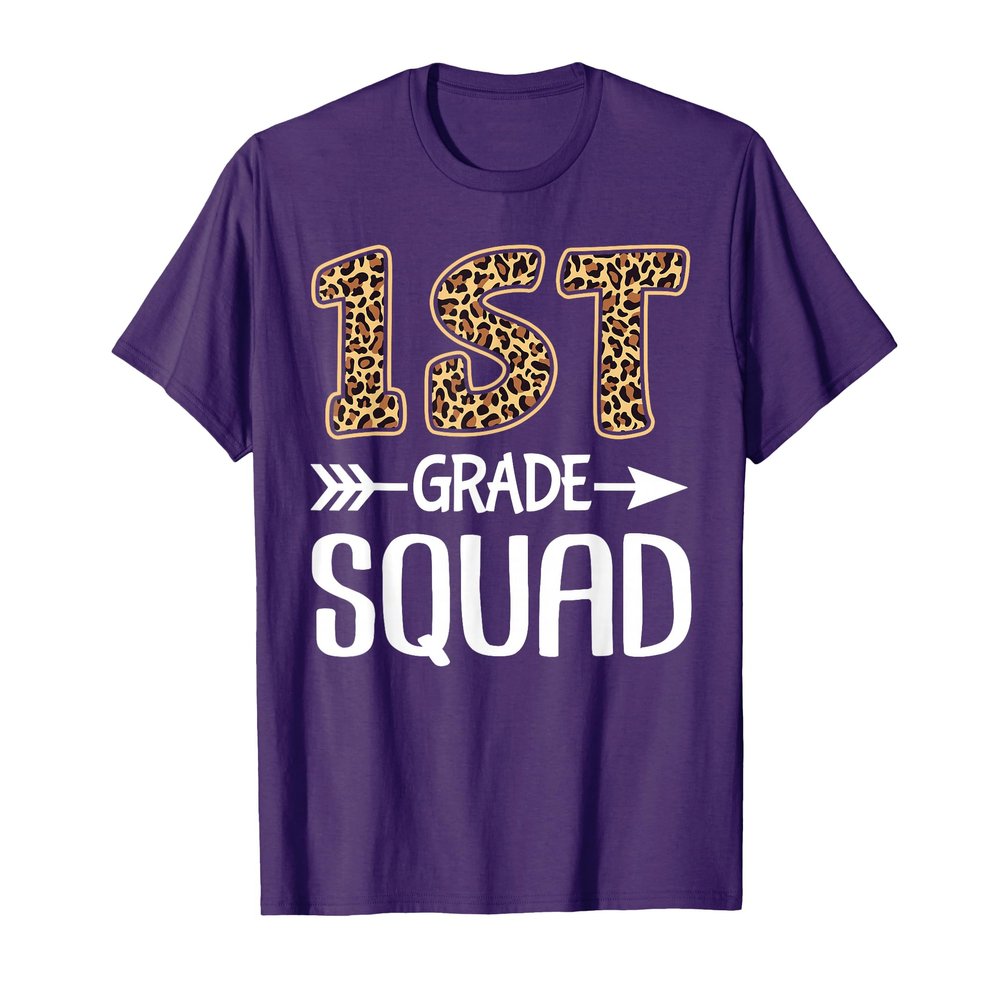 1st Grade Squad Leopard First Grade Teacher Student Men Women Girls Kids T-Shirt