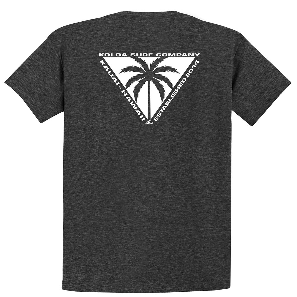 Koloa Surf Men's Triangulated Palm Logo Lightweight Tee-4XL-Dark Heather/w
