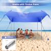 UMARDOO Family Beach Tent Canopy Sun Shade Portable 1010FT, Large Wind Resistance Beach Sun Shelter Easy Setup with Packable Carry Bag for Outdoor Travel UPF 50+ (Blue) view 4