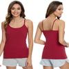 Air Curvey 3 Pack Camisole Tops for Women Built in Bra Adjustable Spaghetti Strap Soft Cotton Undershirt Tanks Seamless Layering Tops Black Navy Wine Red S view 2