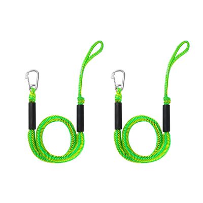 ABeauty Bungee Dock Lines Shock Bungee Docking Rope Stretchable Mooring Ropes with Stainless Steel Clip Green 2 Pack
