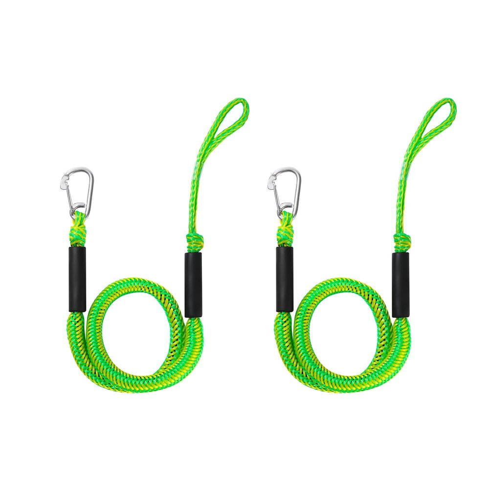 ABeauty Bungee Dock Lines Shock Bungee Docking Rope Stretchable Mooring Ropes with Stainless Steel Clip Green 2 Pack