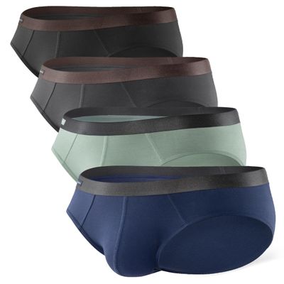 DAVID ARCHY Men's Underwear Briefs Rayon Made from Bamboo Wicking-Moisture Support Pouch Soft Underwear for Men 4 or 7 Pack (XXL, Black/Dark Gray/Navy Blue/Pale Green)