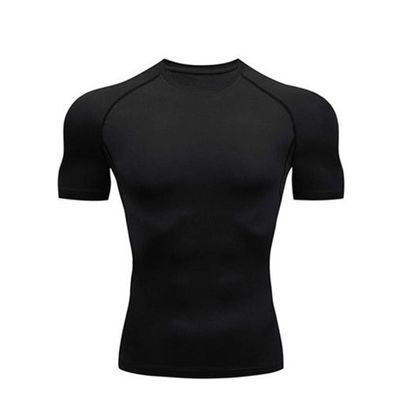 XUETON Mens Fitness Short Sleeve Shirt Solid Bodybuilding Yoga Running Training Tights Top Cool Quick Dry Shirts (Black,Medium)