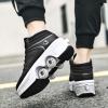 Automatic Walking Shoes Invisible Roller Skate 2 in 1 Removable Pulley Skates Skating Double-Row Deform Wheel Deformation (Black high, US 7) view 3