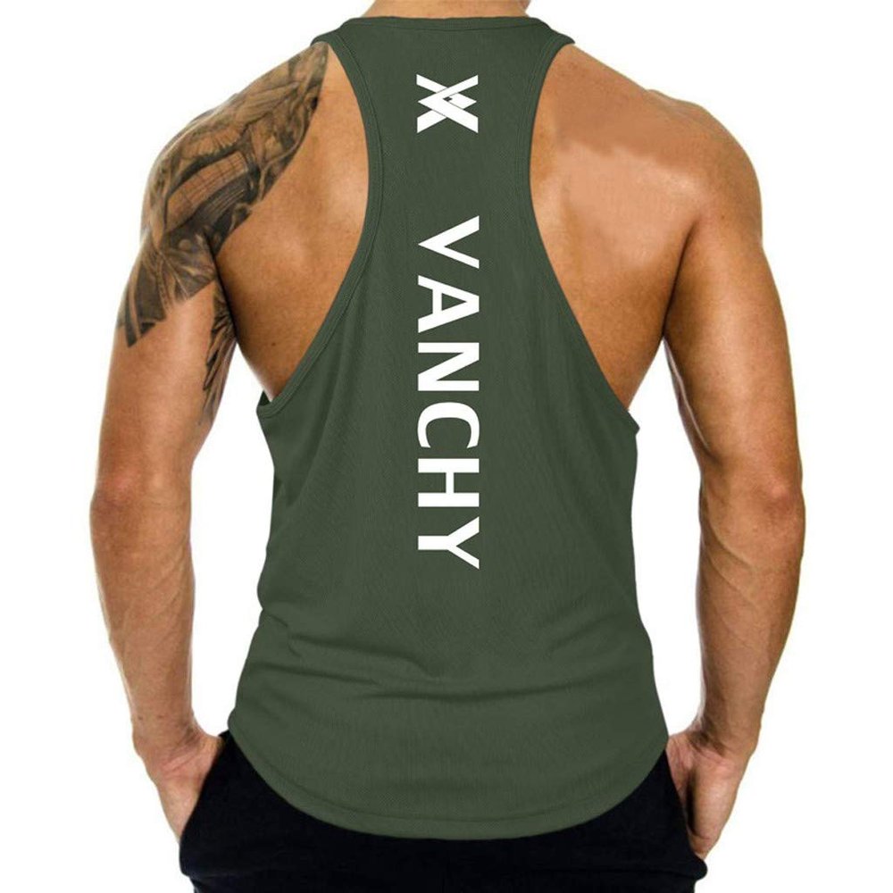 XUETON Mens Fitness Shirt Active Athletic Tech Tank Top Lightweight Building Quick-Dry Sleeveless Shirts (Army Green,X-Large)