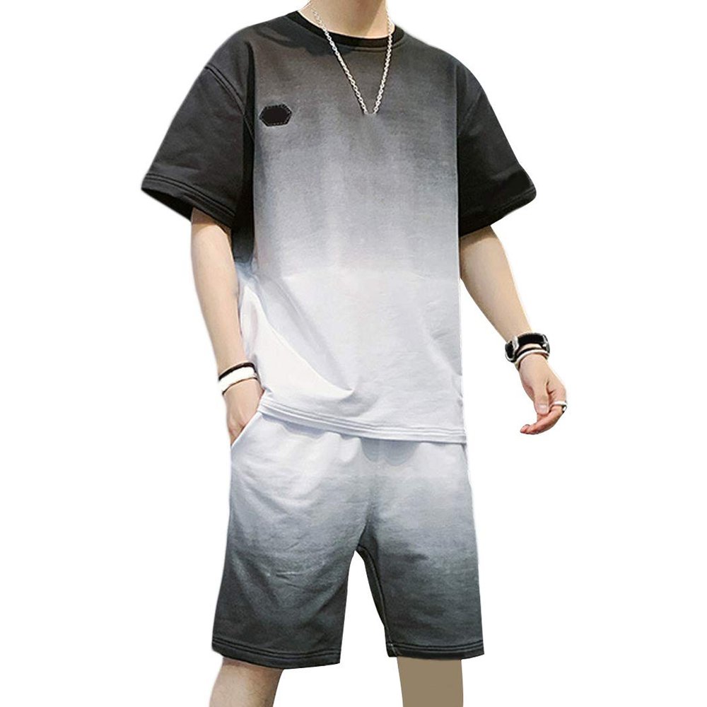 Mens Jogging Suit Set 2 Piece Outfits Shorts Tracksuit Set Running Workout Sport Suits