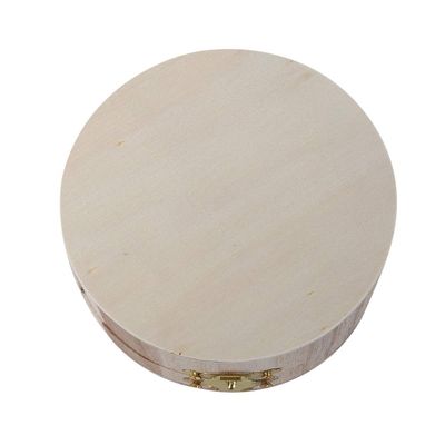 Flybloom Wood Craft Box Round Box For Arts Hobbies And Home Jewelry Storage(Wood Color)