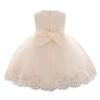Baby Infant Formal Dress Flower Girl Wedding Bridesmaid Lace Tutu Tulle Summer Sleeveless Knee Length Bowknot Baptism Christening Evening Pageant Dress Photography Champagne 18-24M view 2