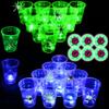 (Eyeball) The Halloween Glow in The Dark Beer Pong Set-Light up Beer Pong Cups for Indoor Outdoor Nighttime Competitive Fun,22 Glowing Cups(11 Green &11 Blue), 6 Glowing Balls- Party Game view 1