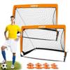 Poray Portable Soccer Goal Net for Kids & Adults,Set of 2,Pop Up 4FT Soccer Goal with 210D Oxford & 8 Field Marker Cones & Extra Stakes,Birthday Gift & Fun for Backyard and Soccer Training view 1
