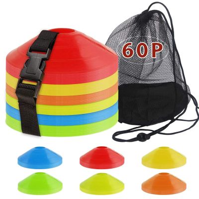 60PCS Sports Soccer Cones Agility Soccer Disc Cones with Carry Strap Carry Bag Training Soccer Cones, Field Marker Cones for Challenge Football Basketball Skating Kids Games Outdoor Indoor Sports