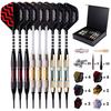 Turnart Darts Plastic Tip - Professional Soft Tip Darts Set for Electronic Dartboard 9 Pcs 18 Grams with 50 Extra Tips 9 Shafts 27 Flights Tool Kit Flight Protectors and Gift Darts Case (Gold) view 1