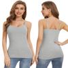 Air Curvey 3 Pack Camisole Tops for Women Built in Bra Adjustable Spaghetti Strap Soft Cotton Undershirt Tanks Seamless Layering Tops Black Whte Grey XXL view 2