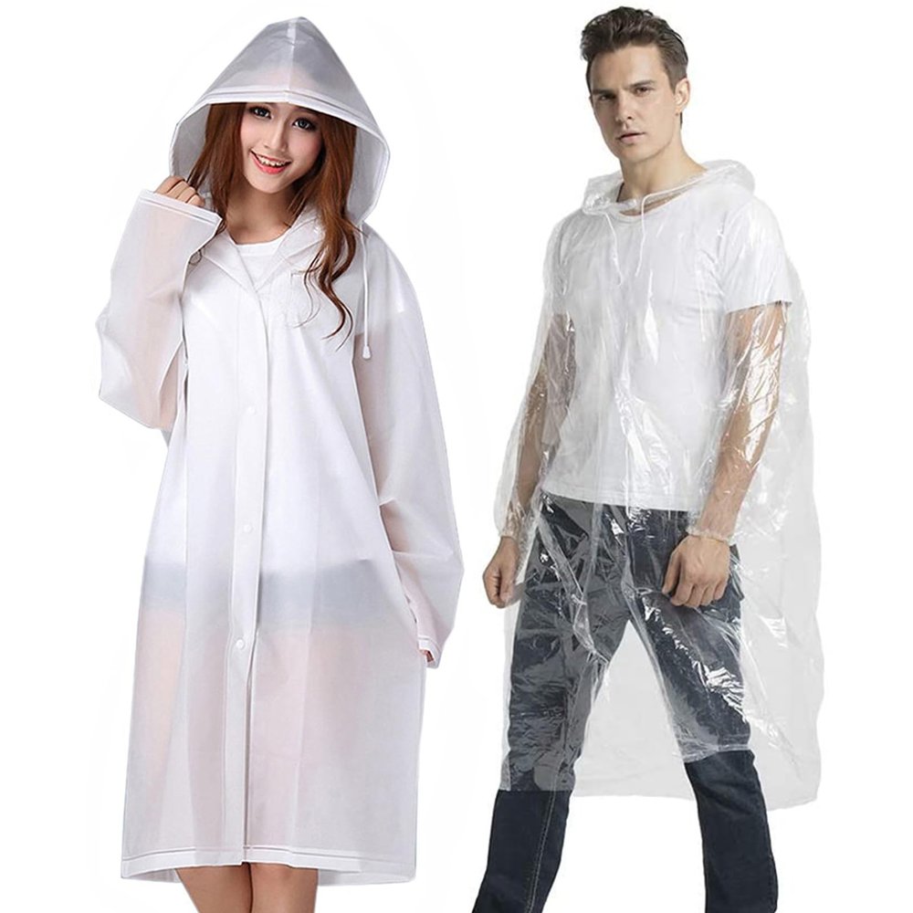 Cosowe Rain Poncho for Adults and Kids, Family Pack Raincoats with Hood, Emergency Ponchos for Outdoor Activities (2 Pack Reusable Raincoats+5 Pack Disposable Ponchos)