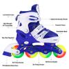 JIFAR Youth Children's Inline Skates for Kids, Adjustable Inlines Skates with Light Up Wheels for Girls Boys, Indoor&Outdoor Ice Skating Equipment Medium Size(2-5 US), Medium-blue view 4