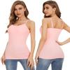 Air Curvey 3 Pack Camisole Tops for Women Built in Bra Adjustable Spaghetti Strap Soft Cotton Undershirt Tanks Seamless Layering Tops Black Whte Pink S view 2