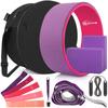 11-in-1 Yoga Wheel Set Back Roller & 2 Blocks with Strap,Resistance Bands,Jump Rope,Carrying Bag,Perfect Yoga Back Wheel Accessory Starter Kit for Beginner, Stretching and Improving Backbends-Purple view 1