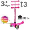 3 Wheel Scooter for Kids 3-6 Years Old, Kick Scooter With Light Up Wheels for Toddlers, Boys and Girls (Pink) view 3