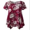 LARACE Floral Tops for Women Plus Size Shirt Short Sleeve Summer Clothes Swing Flower Tunic Asymmetrical Blouses, A-Wine red, 1X view 1