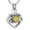 OIJH Joyera para Mujer Urnas para Perros Joyera Colgante De Urna Funeraria para Mujer Hold Clear/Green/Black Cubic Zircon Heart Keepsake Collar para Cenizas Memorial-Yellow view 1